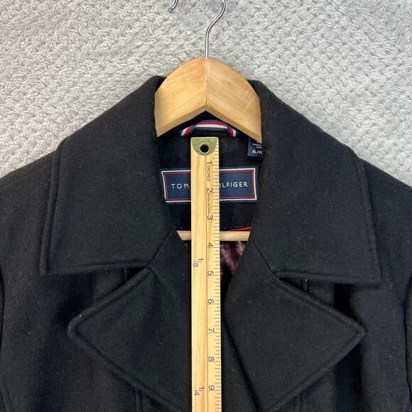Tommy Hilfiger Womens Peacoat Wool Blend Sailor Coat Double Breast Lined Blk XL - Picture 11 of 16